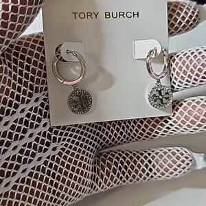 NEW Toryburch Silver /Rhinestone drop Earrings